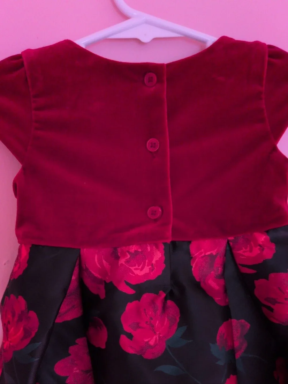 Children's Place Beautiful Red Roses Velour Detail Floral Baby Girl Dress